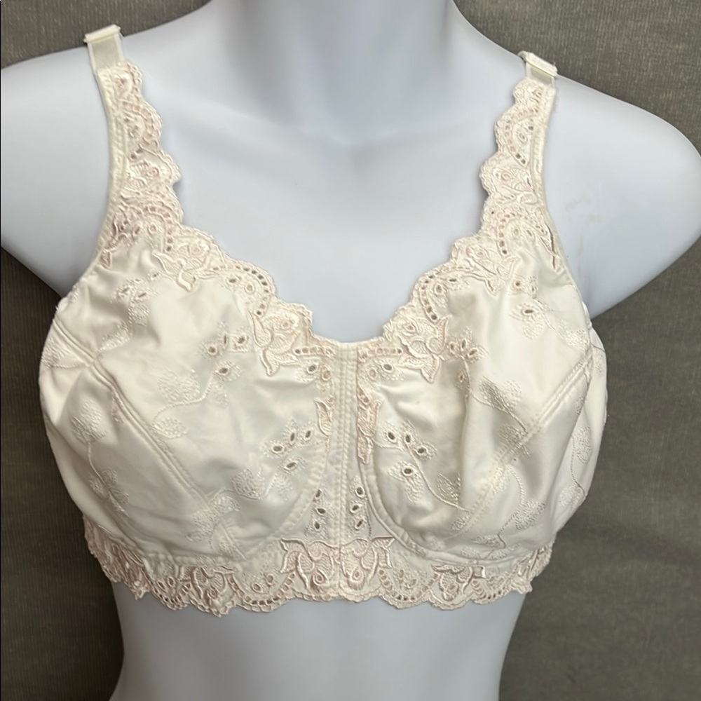 Elegant Lace Trim Cream Bra